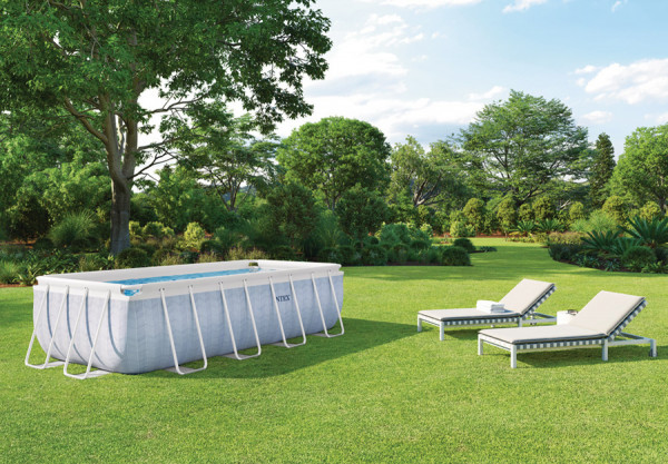   400  200  100  Rectangular Chevron Prism Frame Pool Intex 26780WPA
