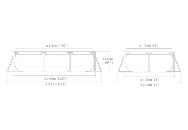   260  160  65  Rectangular Frame Pool Intex 28271NP
