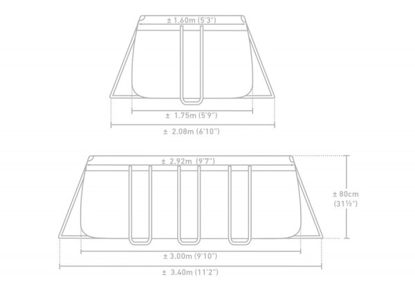   300  175  80  Rectangular Prism Frame Pool Intex 26784NP,  , 