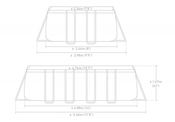   488  244  107  Rectangular Prism Frame Pool Intex 26792NP,  , , 