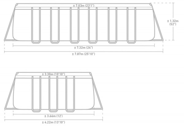   732  366  132  Rectangular Ultra XTR Frame Pool Intex 26368NP,   , , , 