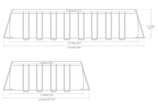   975  488  132  Rectangular Ultra XTR Frame Pool Intex 26374NP,   , , 