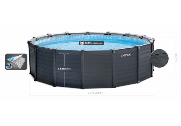   478  124  Graphite Gray Panel Pool Intex 26384NP,   , , 