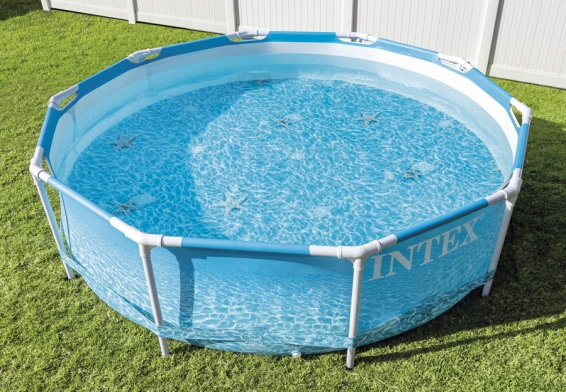 Каркасный бассейн 305 х 76 см Beachside Metal Frame Pool Intex 28208NP, фильтрующий насос