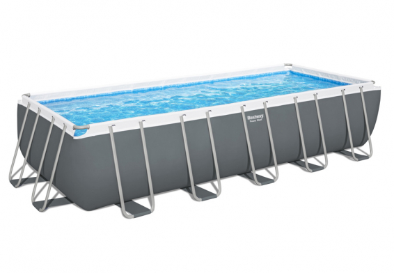 Каркасный бассейн 640 х 274 х 132 см Power Steel Rectangular Frame Pool Bestway 5611Z, фильтрующий насос, лестница, тент