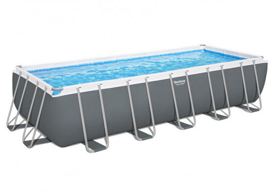 Каркасный бассейн 640 х 274 х 132 см Power Steel Rectangular Frame Pool Bestway 5612B, песочный фильтрующий насос, лестница, тент