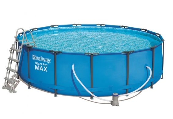 Каркасный бассейн 457 х 122 см Steel Pro Max Frame Pool Bestway 56830, фильтрующий насос, лестница