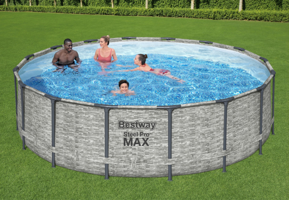 Каркасный бассейн 488 х 122 см Steel Pro Max Frame Pool Bestway 5619E, фильтрующий насос, лестница, тент
