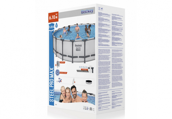 Каркасный бассейн 610 х 132 см Steel Pro Max Frame Pool Bestway 561FM, фильтрующий насос, лестница, тент