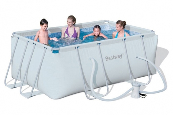 Каркасный бассейн 287 х 201 х 100 см Power Steel Rectangular Frame Pool Bestway 56409, фильтрующий насос