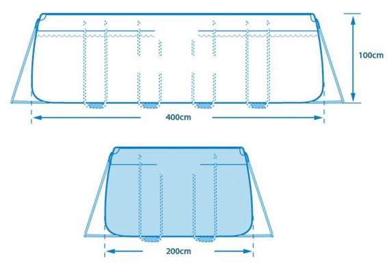 Каркасный бассейн 400 х 200 х 100 см Rectangular Prism Frame Pool Intex 26788WP, лестница