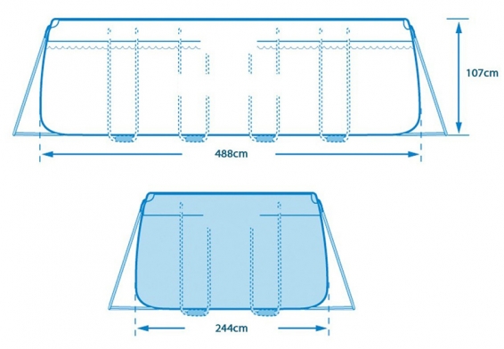 Каркасный бассейн 488 х 244 х 107 см Rectangular Prism Frame Pool Intex 26792NP, фильтрующий насос, лестница, аксессуары