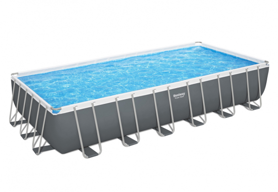 Каркасный бассейн 732 х 366 х 132 см Power Steel Rectangular Frame Pool Bestway 56474, фильтрующий насос, лестница, тент