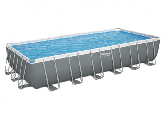 Каркасный бассейн 732 х 366 х 132 см Power Steel Rectangular Frame Pool Bestway 56475, песочный фильтрующий насос, лестница, тент