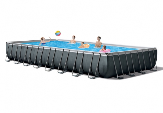 Каркасный бассейн 975 х 488 х 132 см Rectangular Ultra XTR Frame Pool Intex 26374NP, песочный фильтрующий насос, лестница, аксессуары