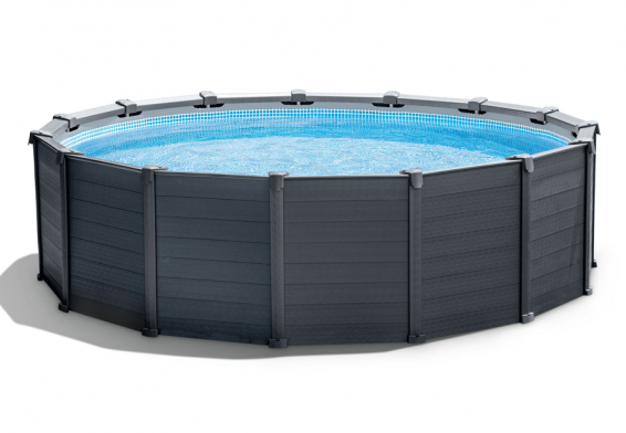 Каркасный бассейн 478 х 124 см Graphite Gray Panel Pool Intex 26384NP, песочный фильтрующий насос, лестница, аксессуары