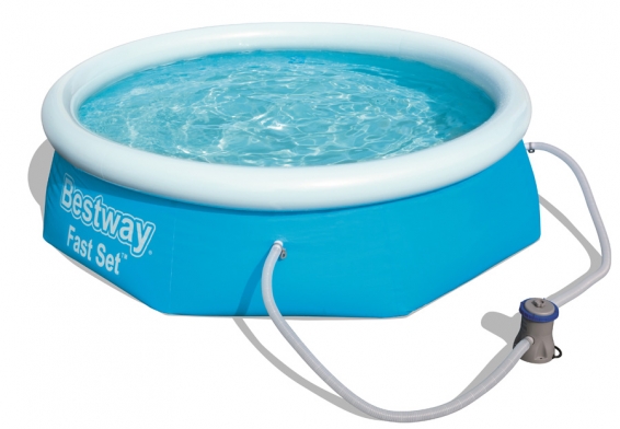 Надувной бассейн 244 х 66 см Fast Set Pool Bestway 57268, фильтрующий насос