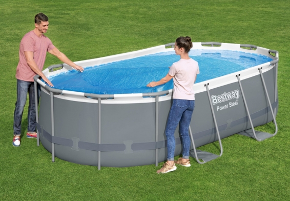 Обогревающий тент размером 394 х 210 см для овальных бассейнов Solar Pool Cover Bestway 58672