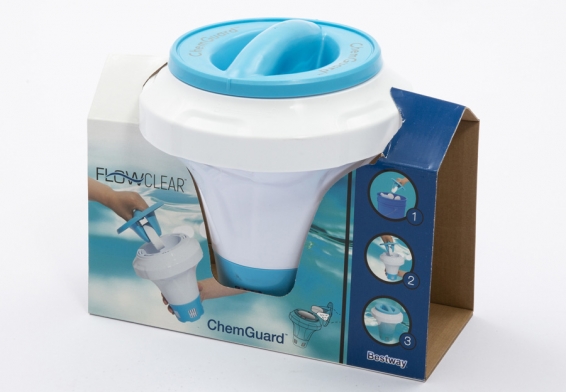 Плавающий дозатор химии для бассейнов Chemical Floater With Chemguard Glove Bestway 58474, макси
