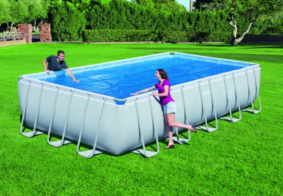 Обогревающий тент размером 703 х 336 см для прямоугольных бассейнов Solar Pool Cover Bestway 58228