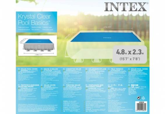 Обогревающий тент размером 476 х 234 см для прямоугольных бассейнов Solar Cover Intex 28029