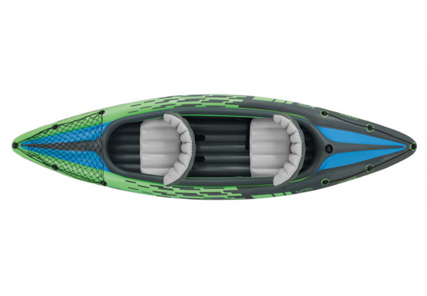 Двухместная надувная байдарка Challenger K2 Intex 68306NP, 2 комплекта алюминиевых вёсел, ручной насос