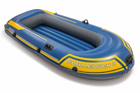 Двухместная надувная лодка Challenger-2 Set Intex 68367NP, пластиковые весла, ручной насос