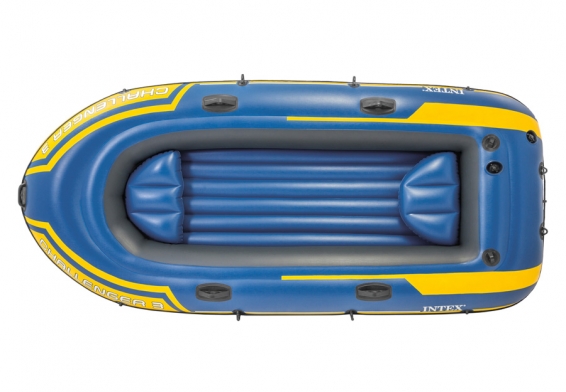 Трехместная надувная лодка Challenger-3 Set Intex 68370NP, алюминиевые весла, ручной насос