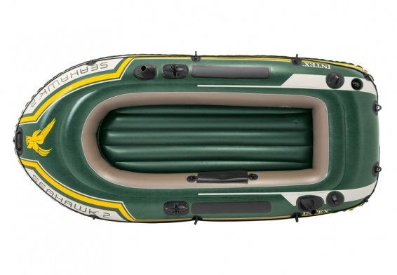 Двухместная надувная лодка Seahawk-2 Set Intex 68347NP, пластиковые весла, ручной насос