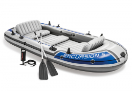 Пятиместная надувная лодка Excursion-5 Set Intex 68325NP, алюминиевые весла, ручной насос