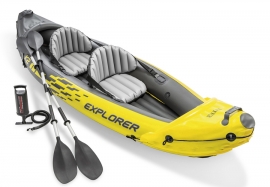 Двухместная надувная байдарка Explorer K2 Intex 68307NP, 2 комплекта алюминиевых вёсел, ручной насос