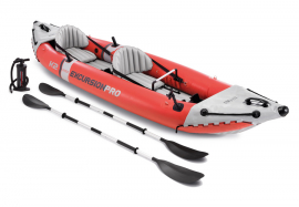 Двухместная надувная байдарка Excursion Pro K2 Intex 68309NP, 2 комплекта алюминиевых вёсел, ручной насос