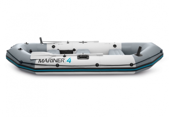 Четырехместная надувная лодка Mariner 4 Set Intex 68376NP, алюминиевые весла, ручной насос
