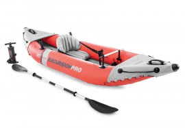 Одноместная надувная байдарка Excursion Pro K1 Intex 68303NP, алюминиевые вёсла, ручной насос