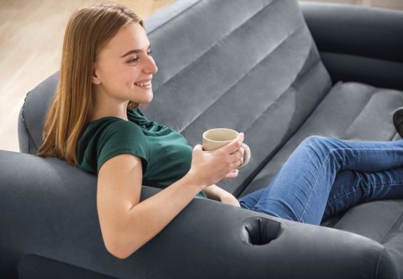 Двухместный надувной диван Pull-Out Sofa Intex 66552NP, цвет серый, без насоса