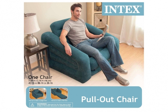 Надувное кресло Pull-Out Chair Intex 68565NP, цвет морской волны, без насоса