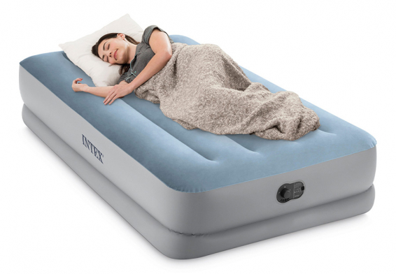 Односпальная надувная кровать Mid-Rise Comfort Airbed Intex 64157, встроенный электрический USB-насос