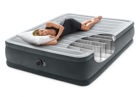 Двуспальная надувная кровать Comfort-Plush Airbed Intex 64414ND, встроенный электрический насос 220В