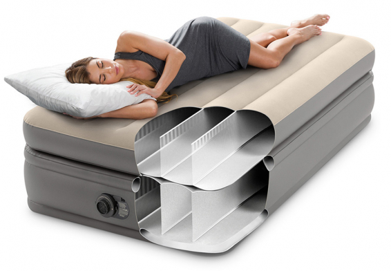Односпальная надувная кровать Prime Comfort Elevated Airbed Intex 64162ND, встроенный электрический насос 220В