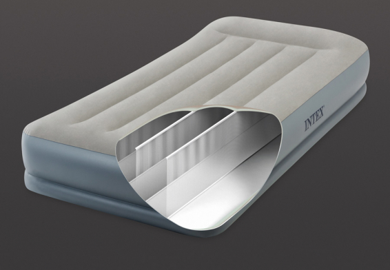 Односпальный надувной матрас Pillow Rest Mid-Rise Airbed Intex 64116, встроенный электрический насос 220В