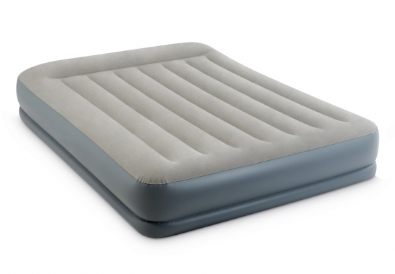Двуспальный надувной матрас Pillow Rest Mid-Rise Airbed Intex 64118, встроенный электрический насос 220В
