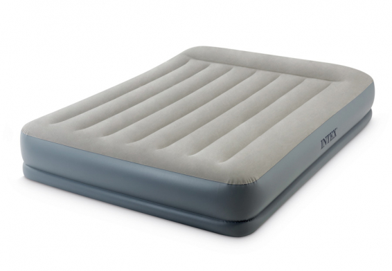 Двуспальный надувной матрас Pillow Rest Mid-Rise Airbed Intex 64118ND, встроенный электрический насос 220В