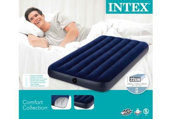 Односпальный надувной матрас Classic Downy Bed Intex 68757, без насоса
