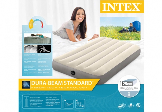Односпальный надувной матрас Single-High Airbed Intex 64101, без насоса