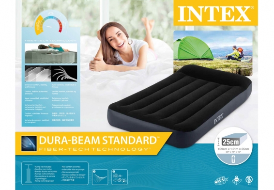 Односпальный надувной матрас Pillow Rest Classic Airbed Intex 64141, без насоса