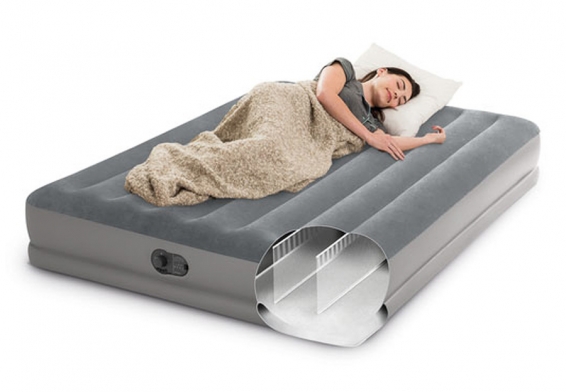 Двуспальный надувной матрас Prestige Mid-Rise Airbed Intex 64114, встроенный электрический USB-насос