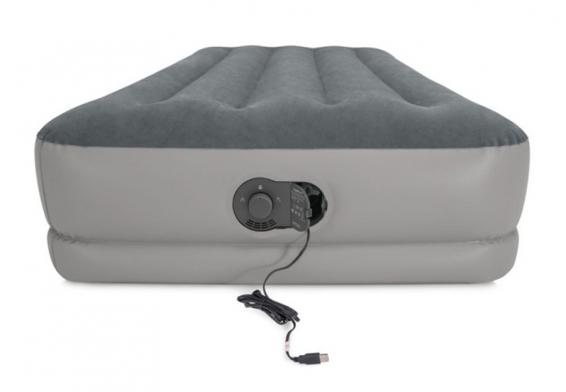 Односпальный надувной матрас Prestige Mid-Rise Airbed Intex 64112, встроенный электрический USB-насос