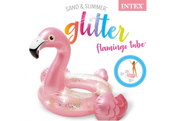 Круг надувной плавательный Glitter Flamingo Tube Intex 56251NP